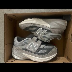 New Balance Kids' Gray and White Sneakers